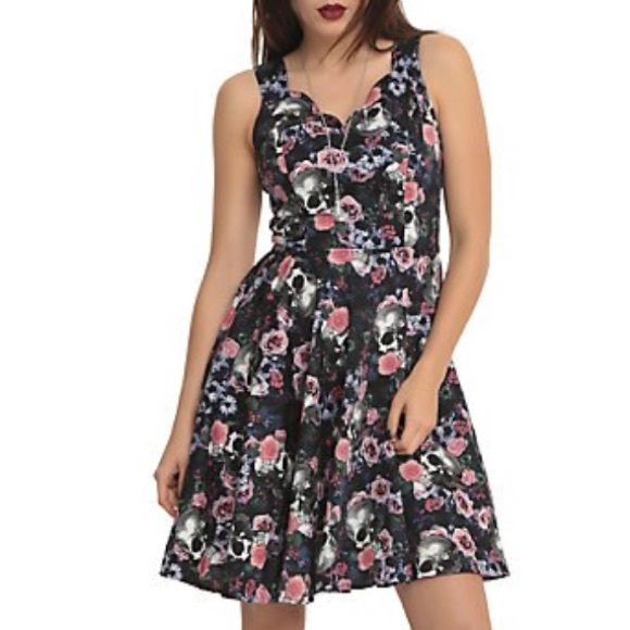 Hell Bunny floral skull cutout rockabilly dress - Picture 1 of 3